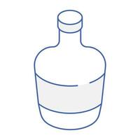 Trendy outline isometric icon of glass bottle vector