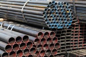 Stack of steel pipes photo