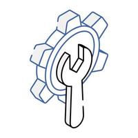 Spinner with gear, isometric icon of repair vector