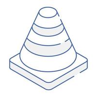 Check this isometric icon of traffic cone vector