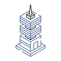 A futuristic tower isometric icon design vector