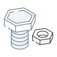 An icon of nut bolt isometric design vector