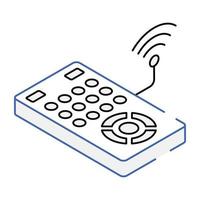 Smart remote with wifi, isometric icon vector