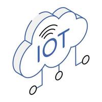 An icon of Iot isometric design, cloud internet vector