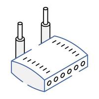 servicio de internet, enrutador wifi inalámbrico en estilo isométrico vector