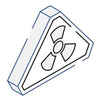 An icon of hazard sign isometric design vector