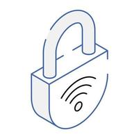 A smart lock icon in isometric design vector