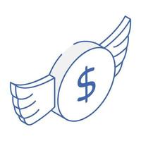 icono isométrico moderno de inversión ángel vector