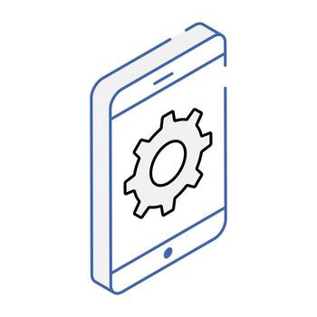 compruebe este icono isométrico de configuración móvil vector