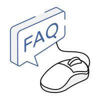 An isometric icon of online FAQ vector