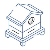 Check this isometric icon of wooden hive vector