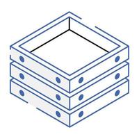 An editable isometric icon of farm crate vector