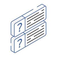 Modern isometric icon of question vector