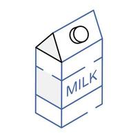 icono isométrico personalizable del paquete de leche vector