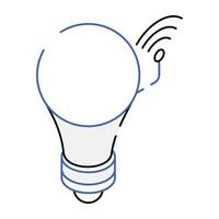 Smart bulb icon in editable outline design vector