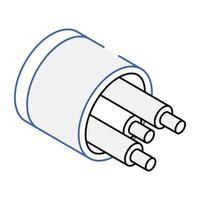 icono isomérico de moda de los cables ópticos vector