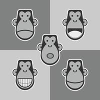 concepto de emoticono de mono botín - atributo de estilo de diseño plano de mono moderno para pegatina o logotipo. ilustración de diseño vectorial en blanco y negro.