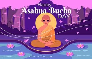 meditación del día de asahna bucha vector