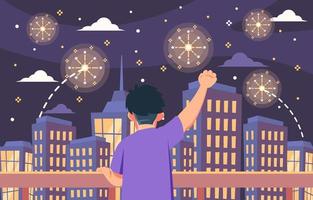 Looking Firework in Rooftop vector