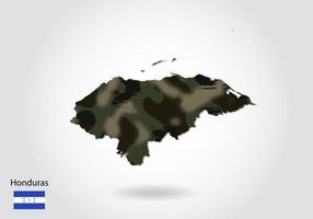 mapa de honduras con patrón de camuflaje, bosque - textura verde en vector