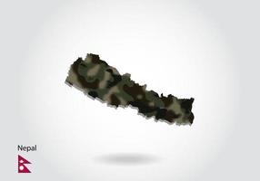 nepal map with camouflage pattern, Forest - green texture in map. Military concept for army, soldier and war. coat of arms, flag. vector