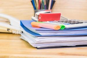 file folder and Stack of business report paper file on the table photo