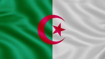 Flag of Algeria. Realistic waving flag 3D render illustration with highly detailed fabric texture. photo