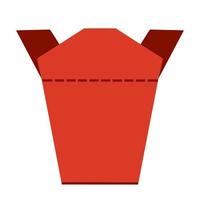 Vector food delivery box. Isolated icon on white background. Red box for the delivery of Asian food noodles or rice. Flat style, simple illustration