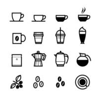 iconos de café y cafetería con fondo blanco vector