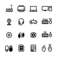 iconos de computadora con fondo blanco vector