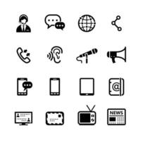 iconos de comunicación y chat con fondo blanco vector