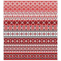 Set of Pixelized pattern Vyshyvanka Traditional Ukrainian Seamless Pattern slavic ornament vector