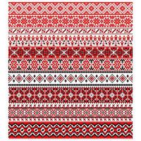 Set of Pixelized pattern Vyshyvanka Traditional Ukrainian Seamless Pattern slavic ornament vector