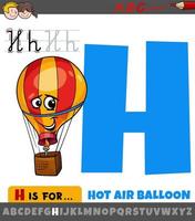 letter H from alphabet with cartoon hot air balloon vector