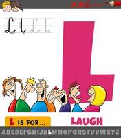 letter L from alphabet with cartoon laughing people vector