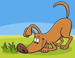 cartoon funny sniffing dog comic animal character vector