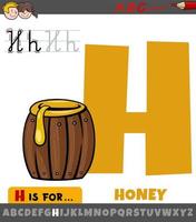 letter H from alphabet with cartoon honey barrel vector