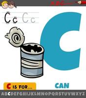 letter C from alphabet with cartoon can object vector