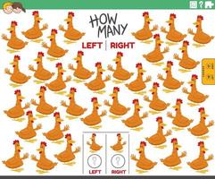 counting left and right pictures of cartoon chicken animal vector