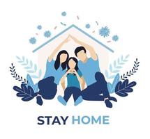Stay home concept. Family sitting home. Coronavirus outbreak concept. Trendy flat vector illustration