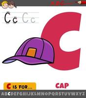 letter C from alphabet with cartoon cap object vector