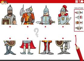 match halves of pictures with comic knights educational task vector