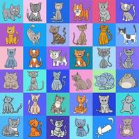 patrón o diseño de fondo con personajes de gatos de dibujos animados vector