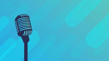 Microphone with modern diagonal background vector illustration