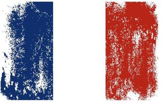 bandera de francia, grunge, rasguño y estilo antiguo ilustración de vector de bandera