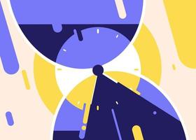 Banner with abstract hourglass and clock. vector