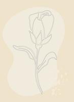 Template with an abstract composition of simple shapes. Rose flower linear art. vector