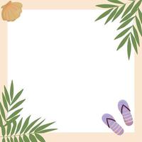 Square frame with palm leaves vector