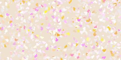 Light pink, yellow vector texture with memphis shapes.