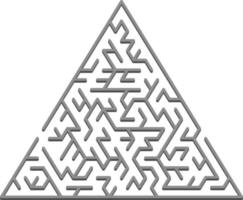 Vector layout with a gray triangular 3D maze, riddle.